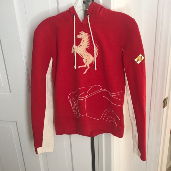 Ferrari Sweaters - Ferrari red and off-white hoodie long sleeve sweatshirt